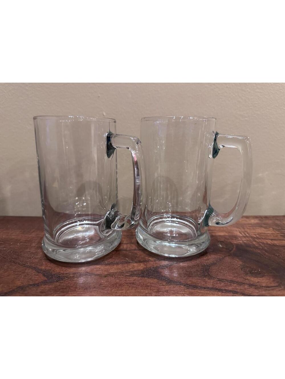 Vintage Libbey Beer Mugs — German Style Mugs Heavy Glass set of 2